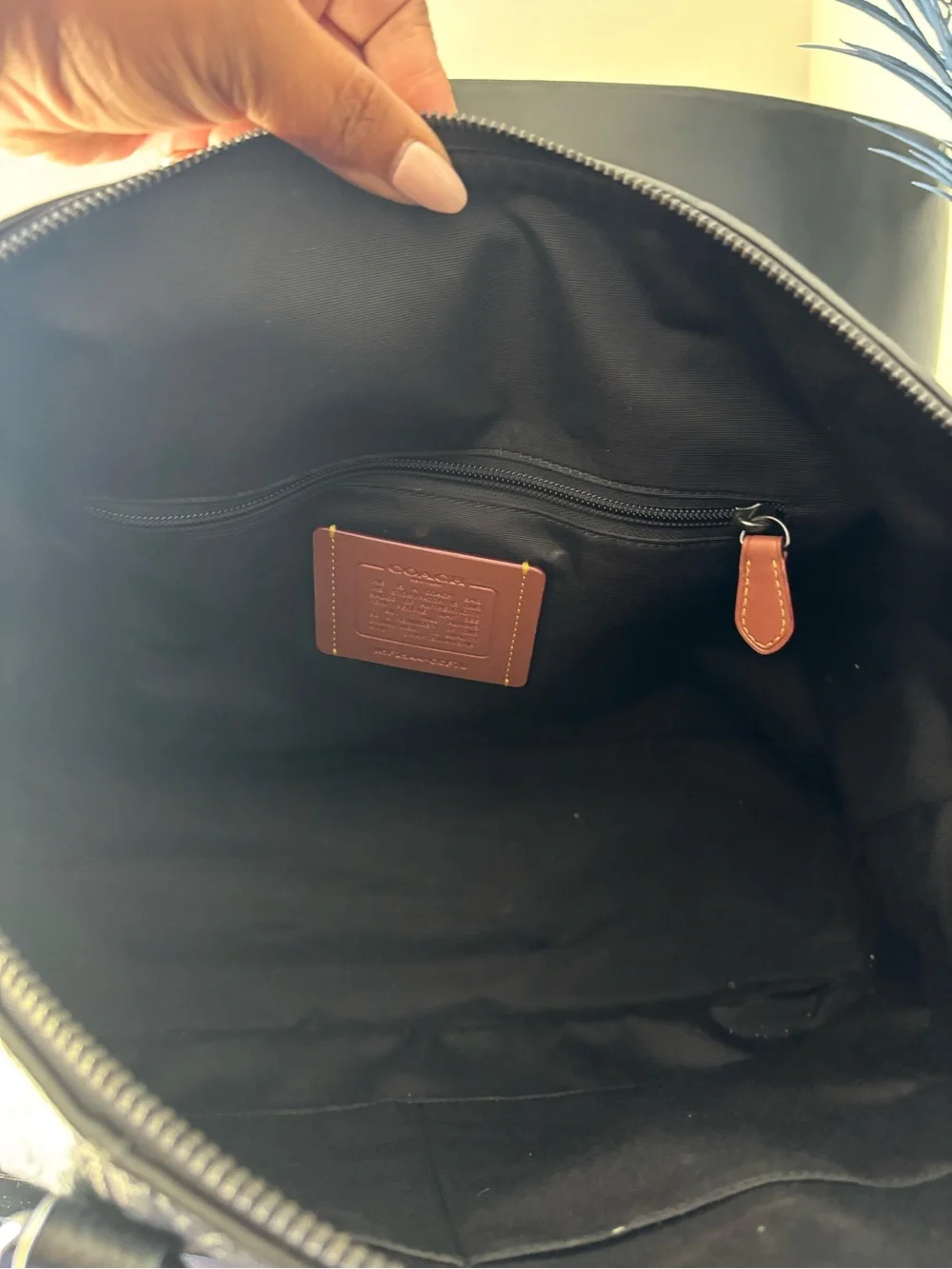 COACH Caleb Signature Leather Work Bag - Black